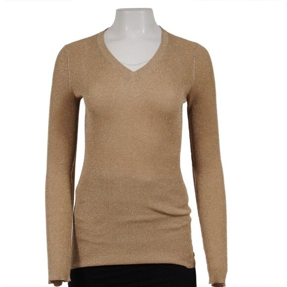 Dolce & Gabbana Womens V Neck Metallic Sweater Medium Pullover Long Sleeve - Picture 1 of 11